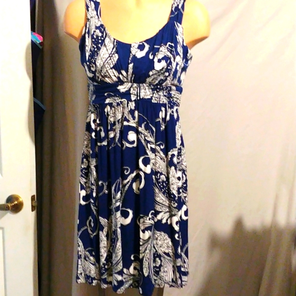 Navy and white fitted tank dress, NEW